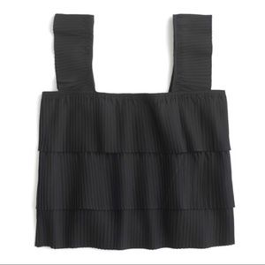 NWT J Crew Pleated Tiered Black Tank Top